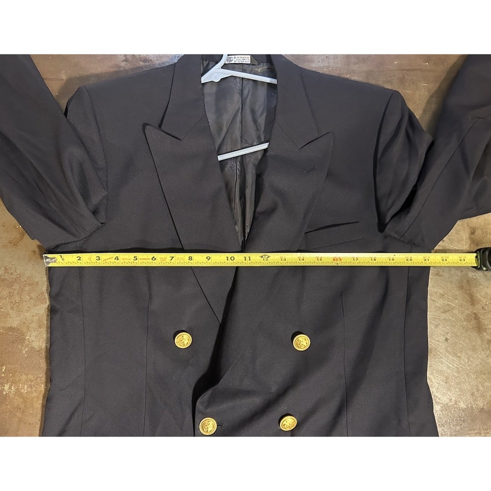 Vtg Burberry's Double Breasted Blazer Navy Blue Sport Coat Gold Buttons 42L - Picture 8 of 14